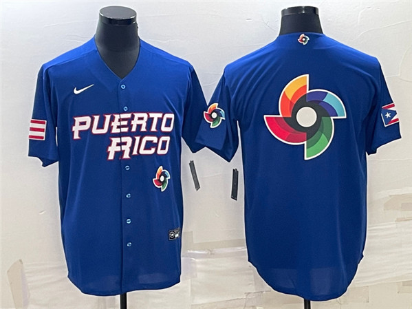 Men's Puerto Rico Baseball 2023 Royal World Baseball Big Logo With Patch Classic Stitched Jersey